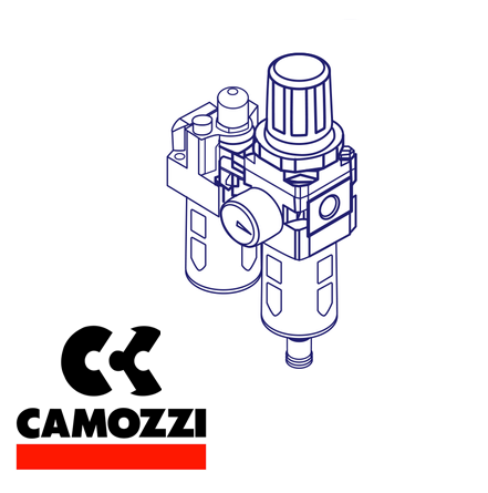 Camozzi MX2-1/2-R004 Self Relieving, 0.5 to 10 Bar, Built in Gauge, Series MX Regulator