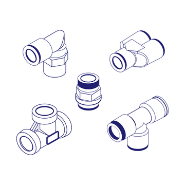 Camozzi 6512 6 1/8 BSPP and Metric with O-Ring, Parallel Male Stud Coupling, Push-In Fitting