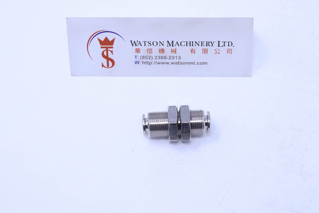 API R270606 Bulkhead 6mm Push-in Fitting (Nickel Plated Brass) (Made in Italy) - Watson Machinery Hydraulics Pneumatics