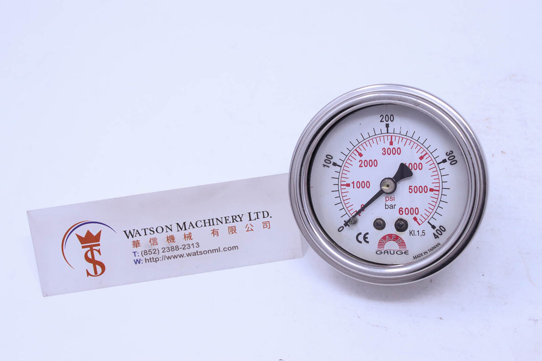 Watson Stainless Steel 400K Back Connection Pressure Gauge