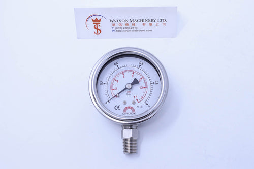 Watson Stainless Steel 1K Bottom Connection Pressure Gauge 1bar