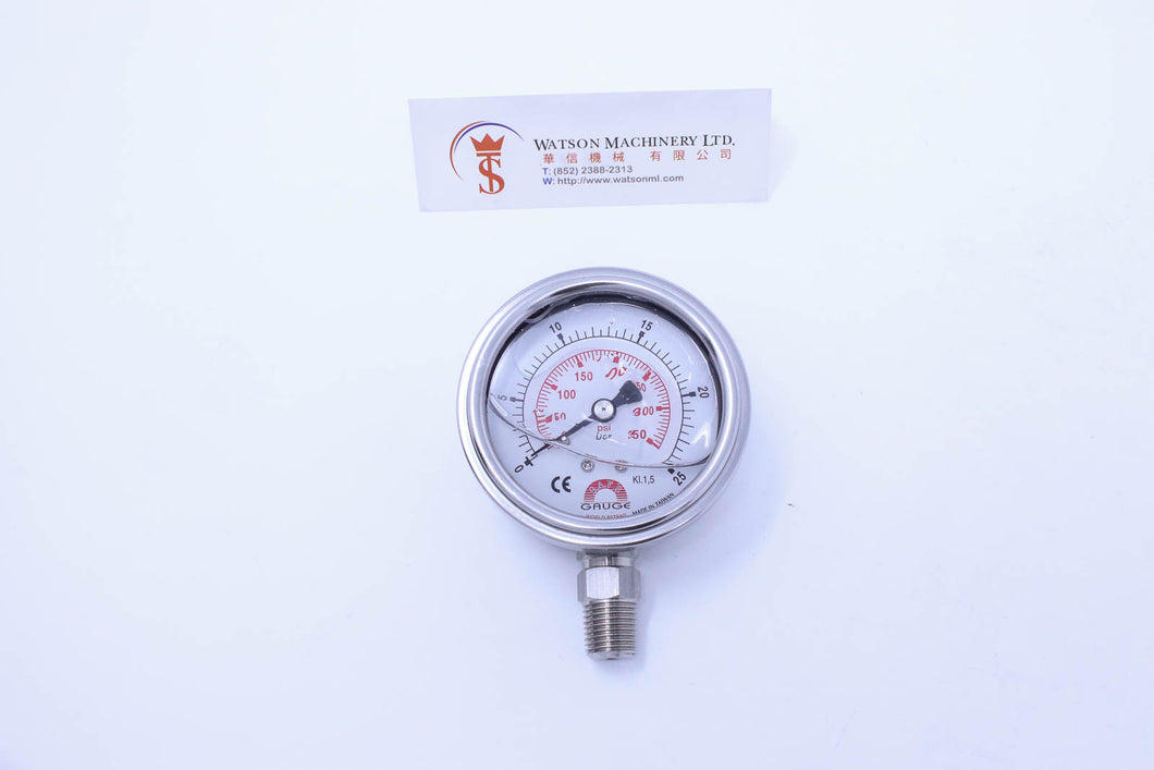 Watson Stainless Steel 25K Bottom Connection Pressure Gauge