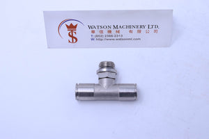 HB160814 8mm to 1/4" Central Tee Male Brass Push-In Fitting
